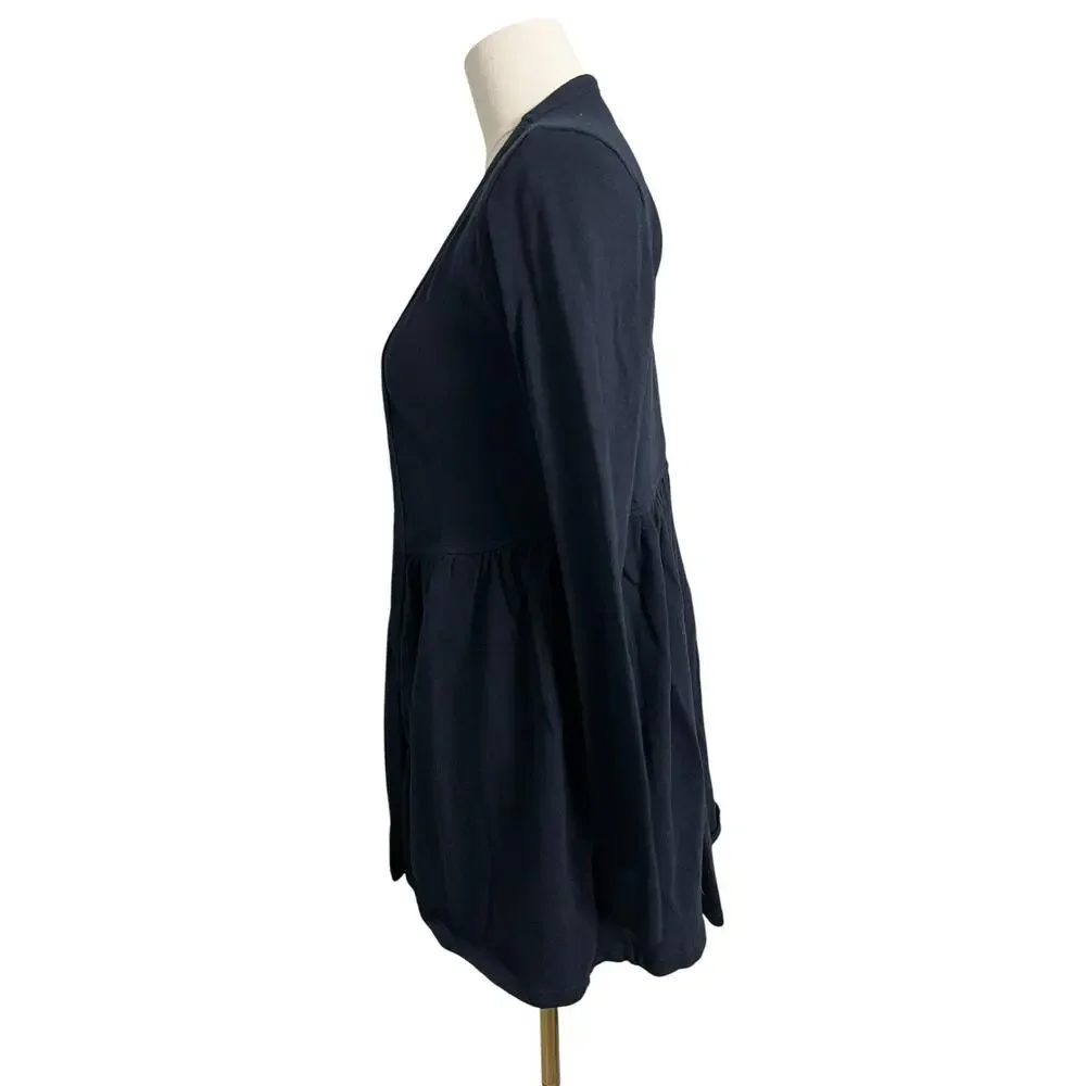 T.la Open Front Cardigan Womens XS Navy Ruffle Hem Knit Duster Boho NWT $78